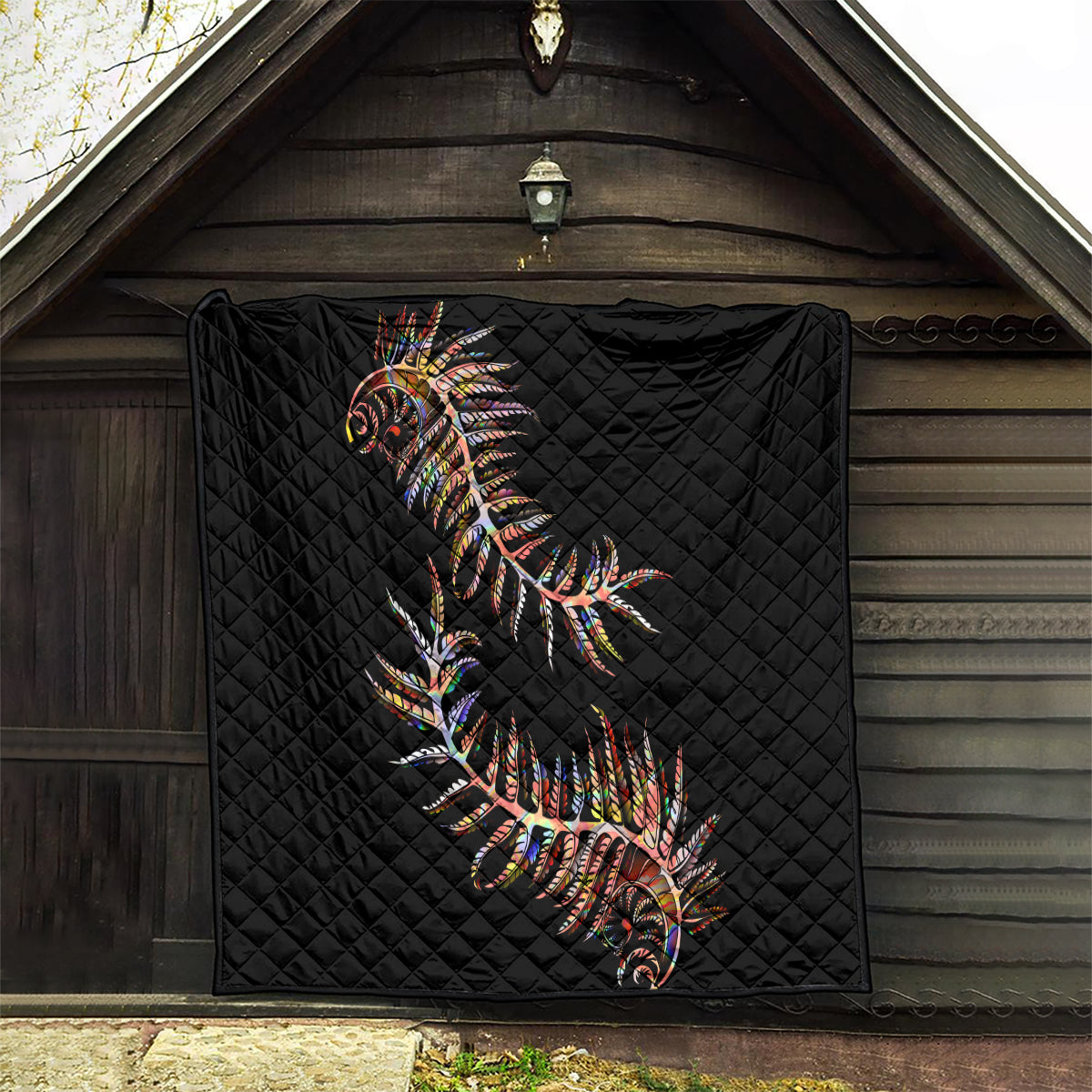 New Zealand Quilt Aotearoa Silver Fern Mixed Papua Shell Red Vibe - Wonder Print Shop