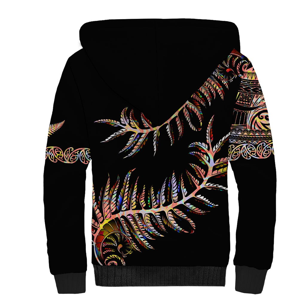 New Zealand Sherpa Hoodie Aotearoa Silver Fern Mixed Papua Shell Red Vibe - Wonder Print Shop