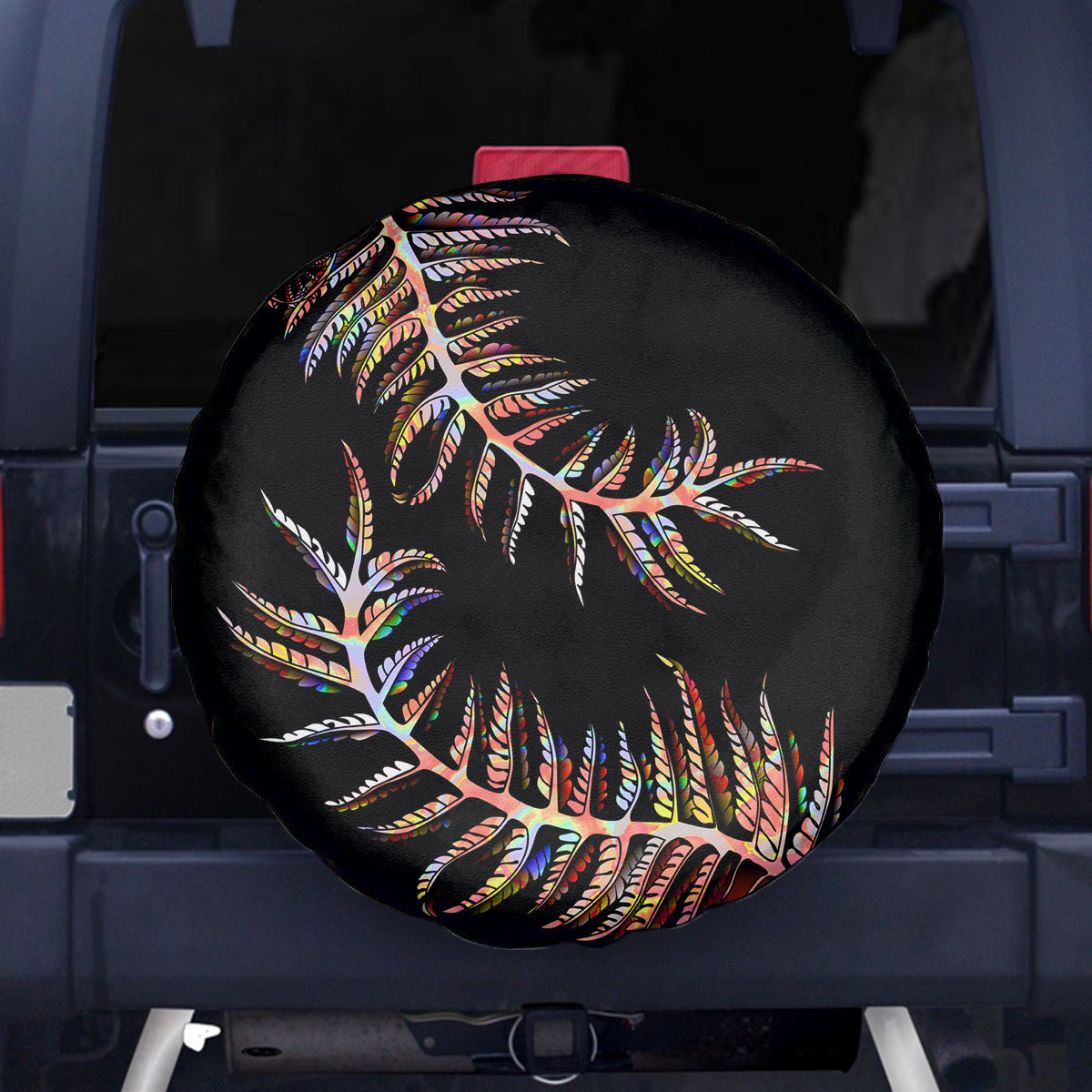 New Zealand Spare Tire Cover Aotearoa Silver Fern Mixed Papua Shell Red Vibe - Wonder Print Shop
