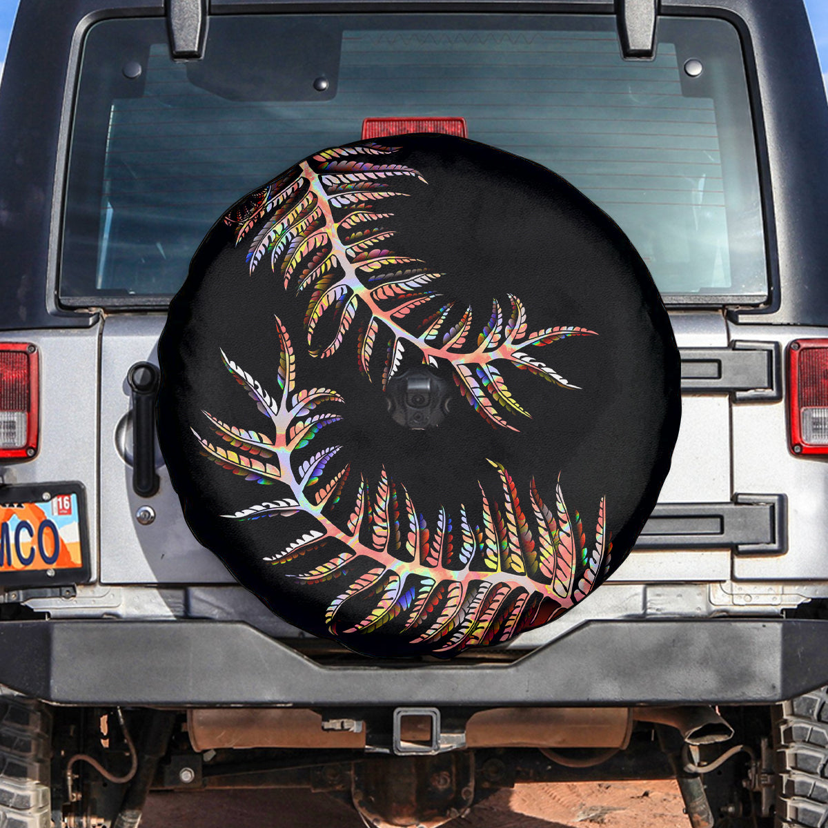 New Zealand Spare Tire Cover Aotearoa Silver Fern Mixed Papua Shell Red Vibe - Wonder Print Shop