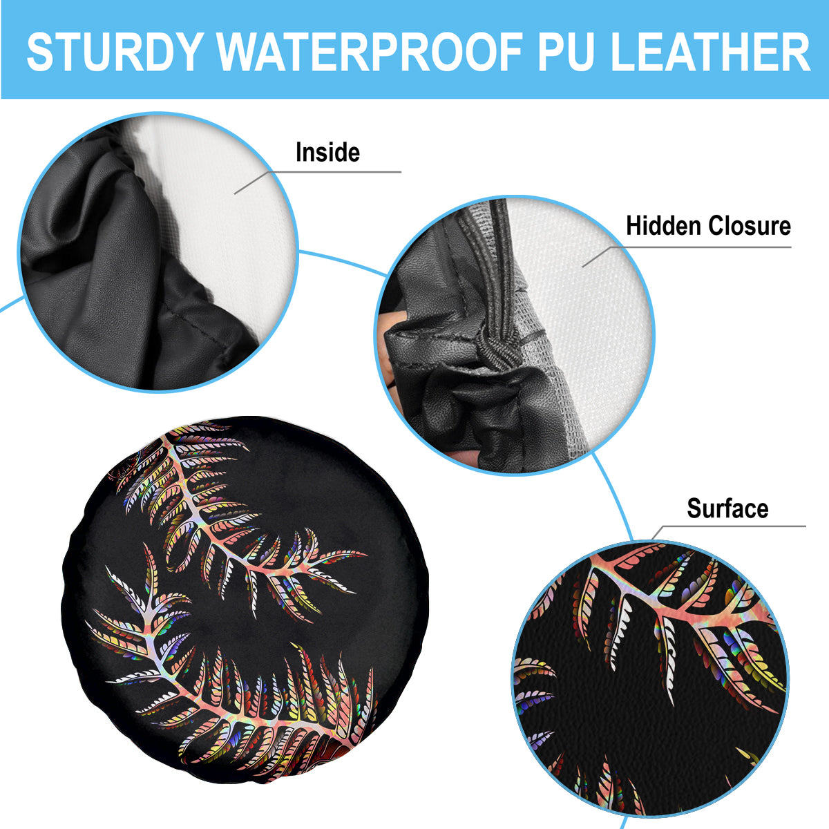 New Zealand Spare Tire Cover Aotearoa Silver Fern Mixed Papua Shell Red Vibe - Wonder Print Shop