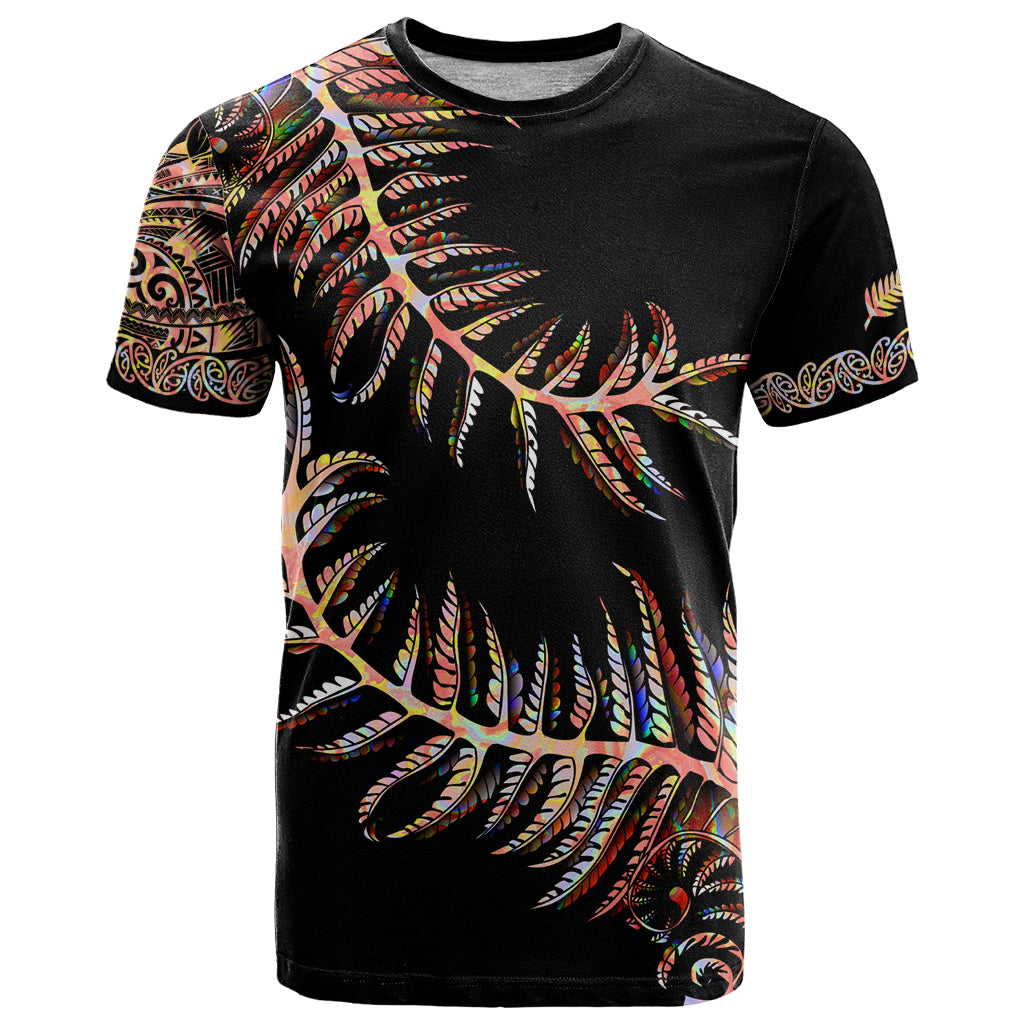 New Zealand T Shirt Aotearoa Silver Fern Mixed Papua Shell Red Vibe - Wonder Print Shop