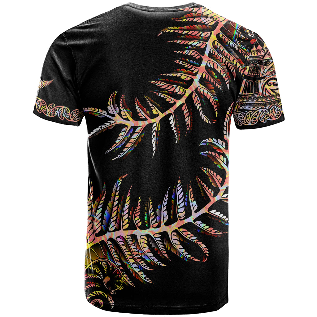 New Zealand T Shirt Aotearoa Silver Fern Mixed Papua Shell Red Vibe - Wonder Print Shop