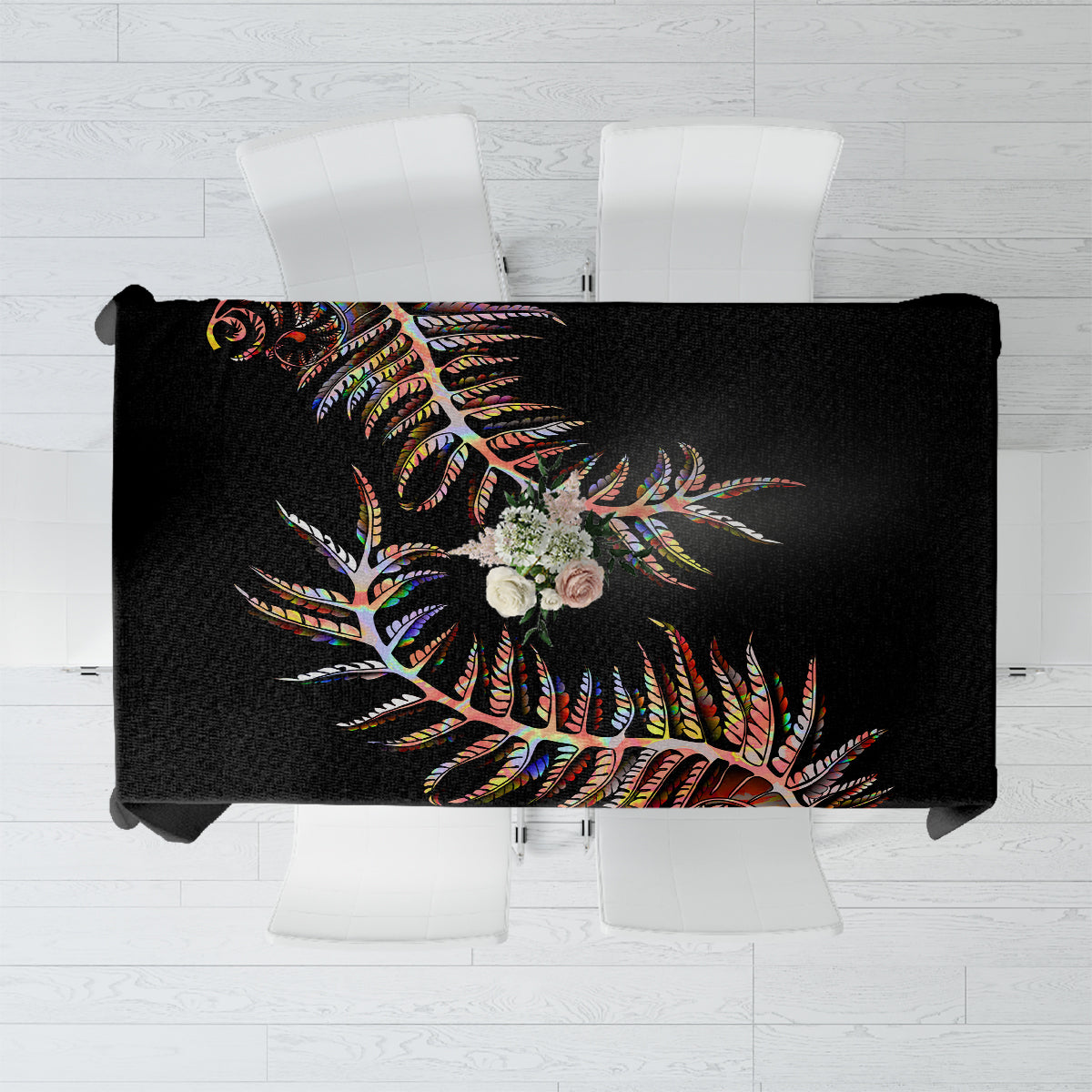 New Zealand Tablecloth Aotearoa Silver Fern Mixed Papua Shell Red Vibe - Wonder Print Shop