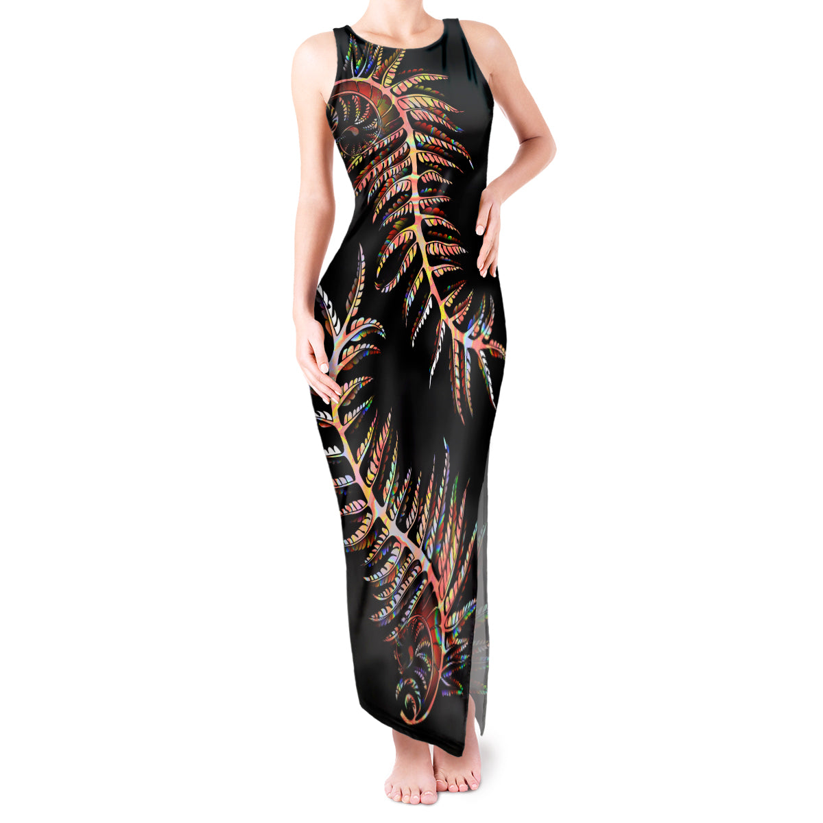New Zealand Tank Maxi Dress Aotearoa Silver Fern Mixed Papua Shell Red Vibe - Wonder Print Shop