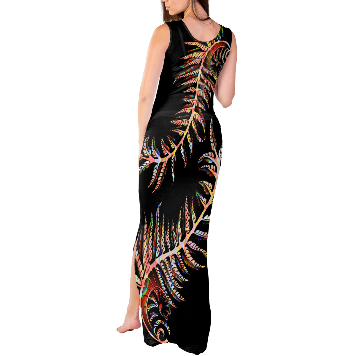 New Zealand Tank Maxi Dress Aotearoa Silver Fern Mixed Papua Shell Red Vibe - Wonder Print Shop