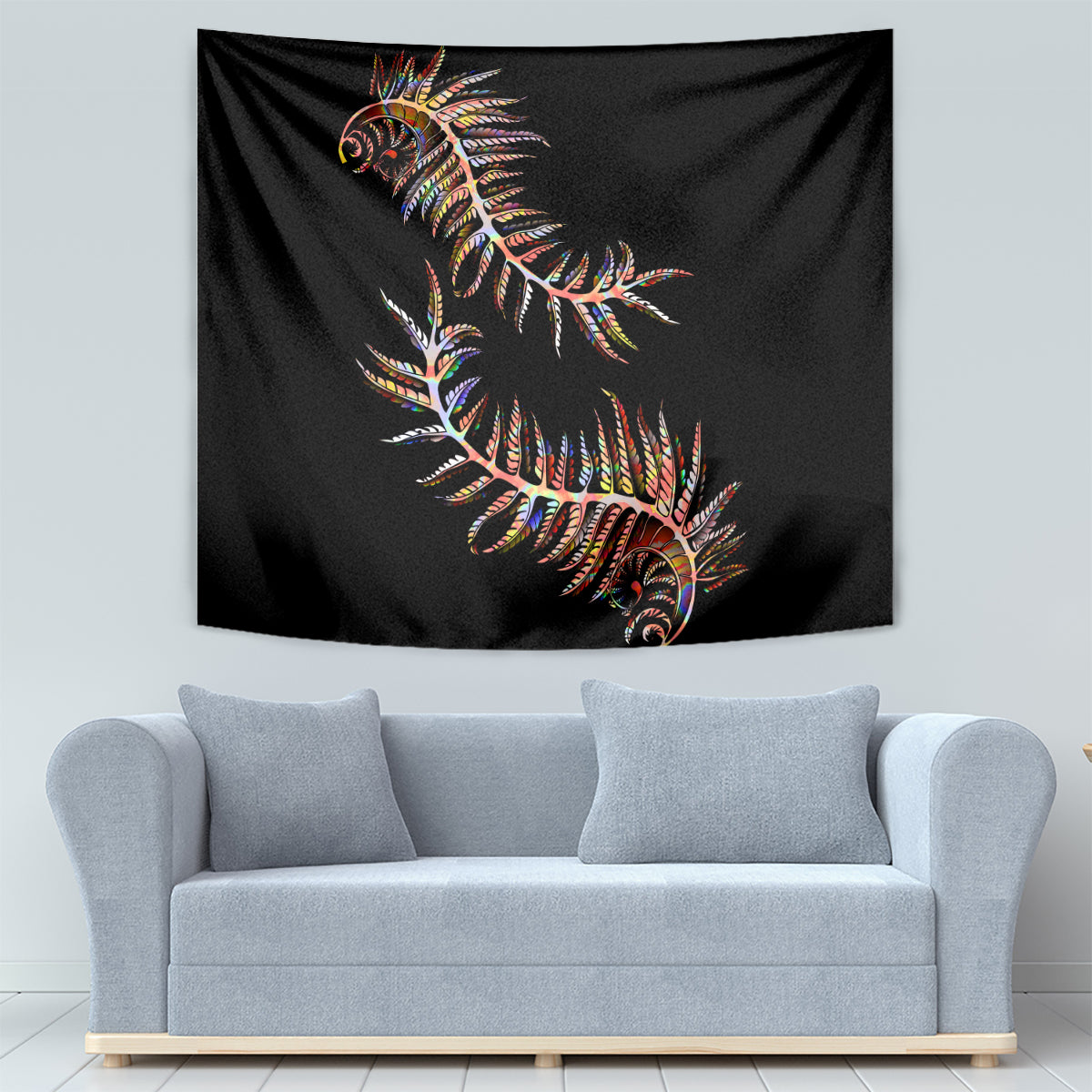 New Zealand Tapestry Aotearoa Silver Fern Mixed Papua Shell Red Vibe - Wonder Print Shop