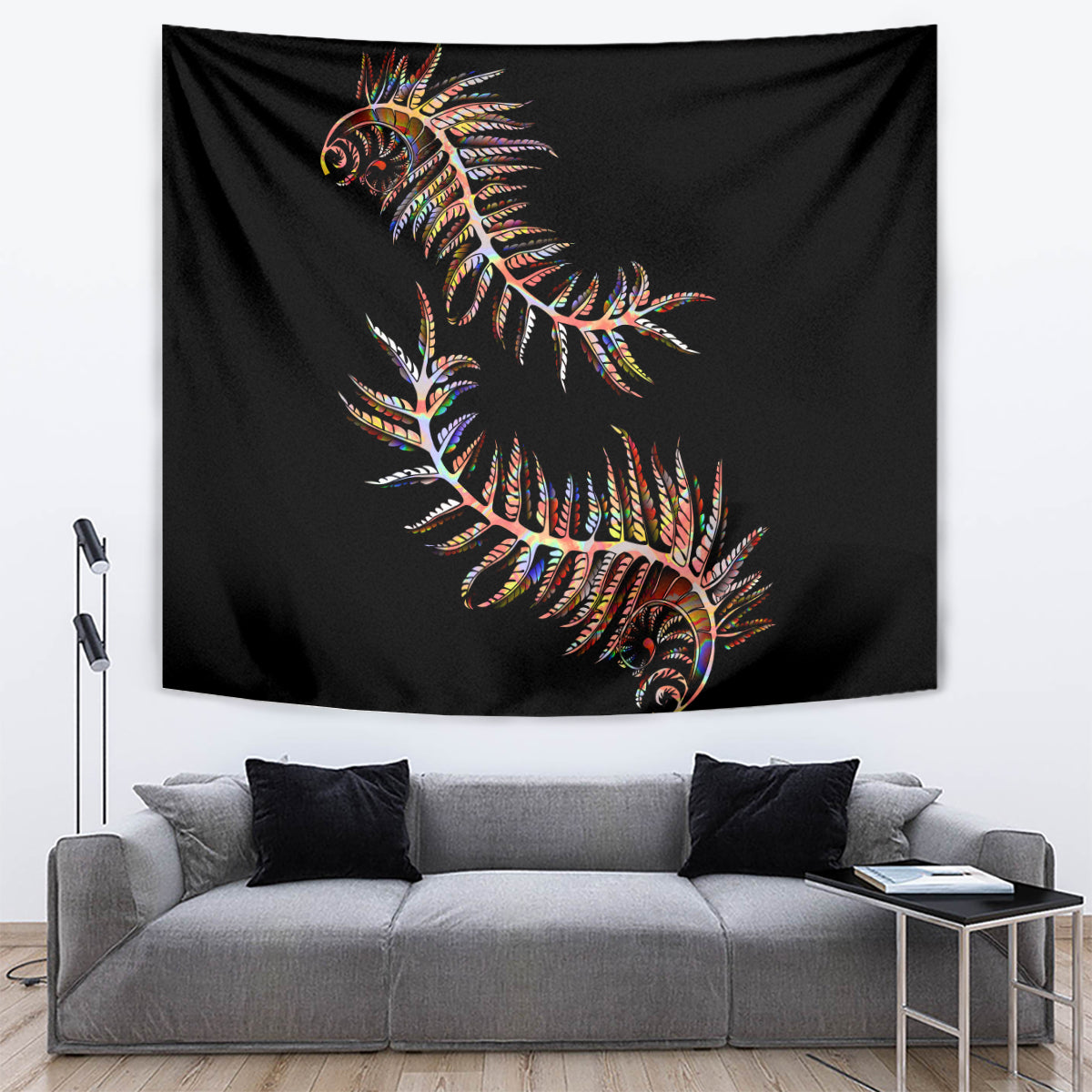 New Zealand Tapestry Aotearoa Silver Fern Mixed Papua Shell Red Vibe - Wonder Print Shop