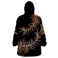 New Zealand Wearable Blanket Hoodie Aotearoa Silver Fern Mixed Papua Shell Red Vibe - Wonder Print Shop