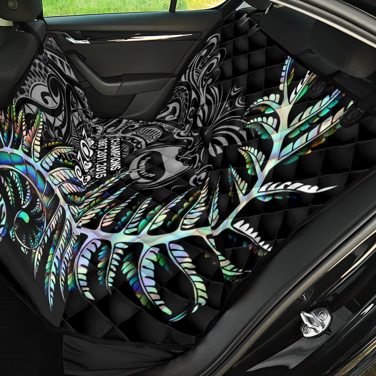 New Zealand Rugby Back Car Seat Cover NZ Black Fern Champions History With Papua Shell LT9 - Wonder Print Shop