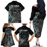 New Zealand Rugby Family Matching Off Shoulder Long Sleeve Dress and Hawaiian Shirt NZ Black Fern Champions History With Papua Shell - Wonder Print Shop