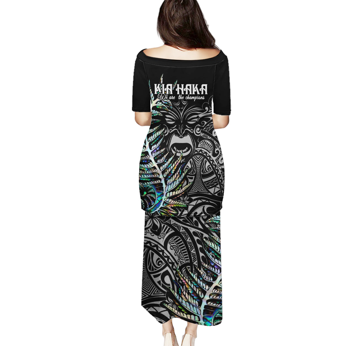 New Zealand Rugby Family Matching Puletasi Dress and Hawaiian Shirt NZ Black Fern Champions History With Papua Shell - Wonder Print Shop