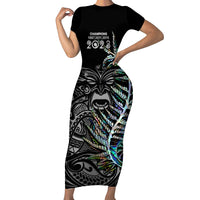 New Zealand Rugby Family Matching Short Sleeve Bodycon Dress and Hawaiian Shirt NZ Black Fern Champions History With Papua Shell - Wonder Print Shop