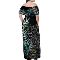 New Zealand Rugby Off Shoulder Maxi Dress NZ Black Fern Champions History With Papua Shell - Wonder Print Shop