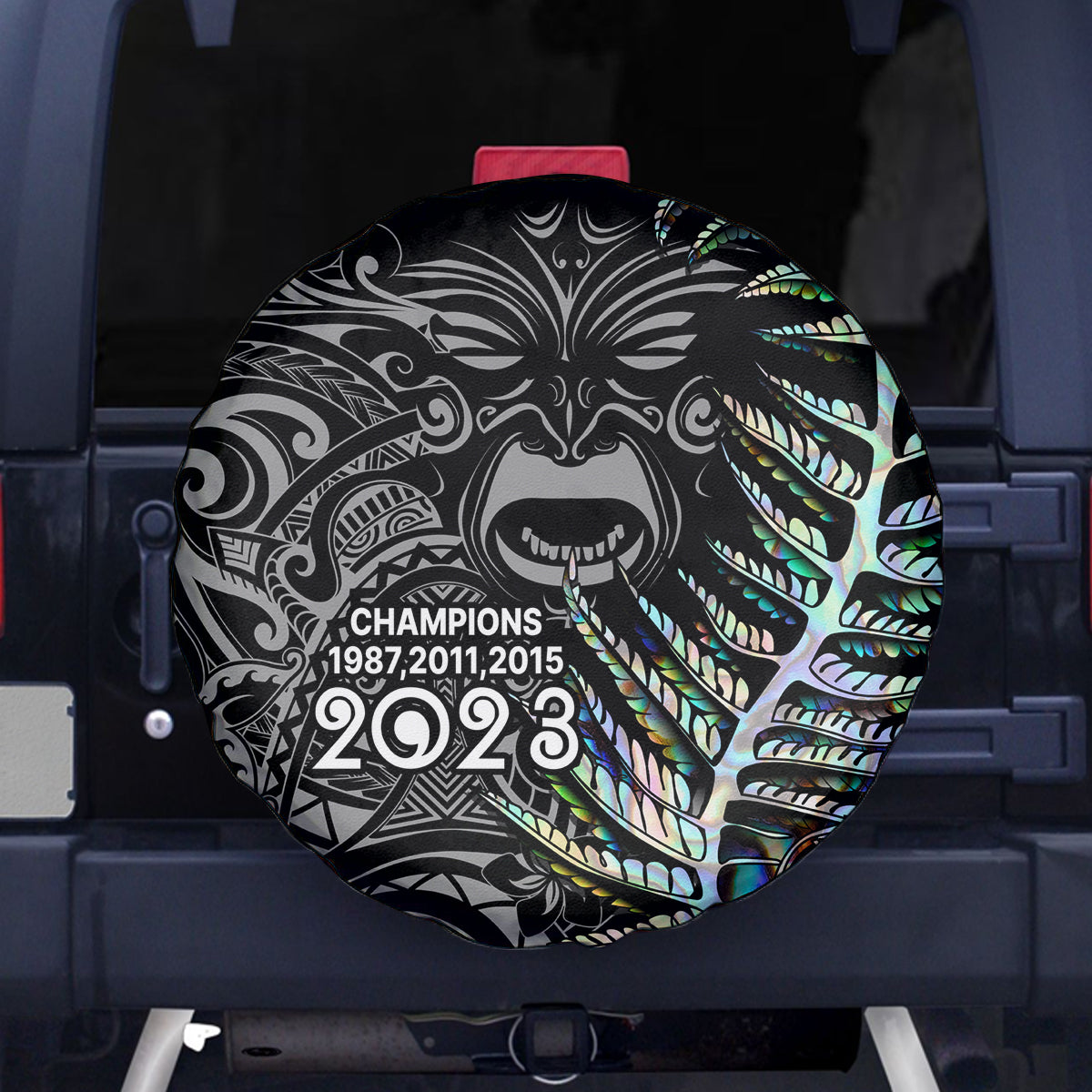 New Zealand Rugby Spare Tire Cover NZ Black Fern Champions History With Papua Shell - Wonder Print Shop