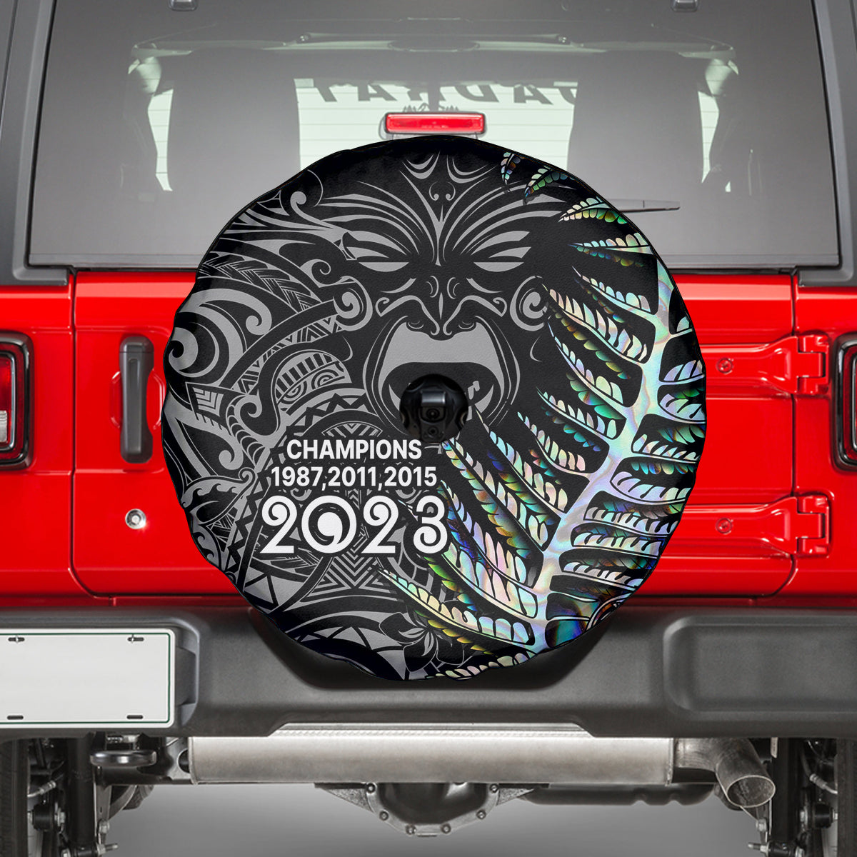 New Zealand Rugby Spare Tire Cover NZ Black Fern Champions History With Papua Shell - Wonder Print Shop