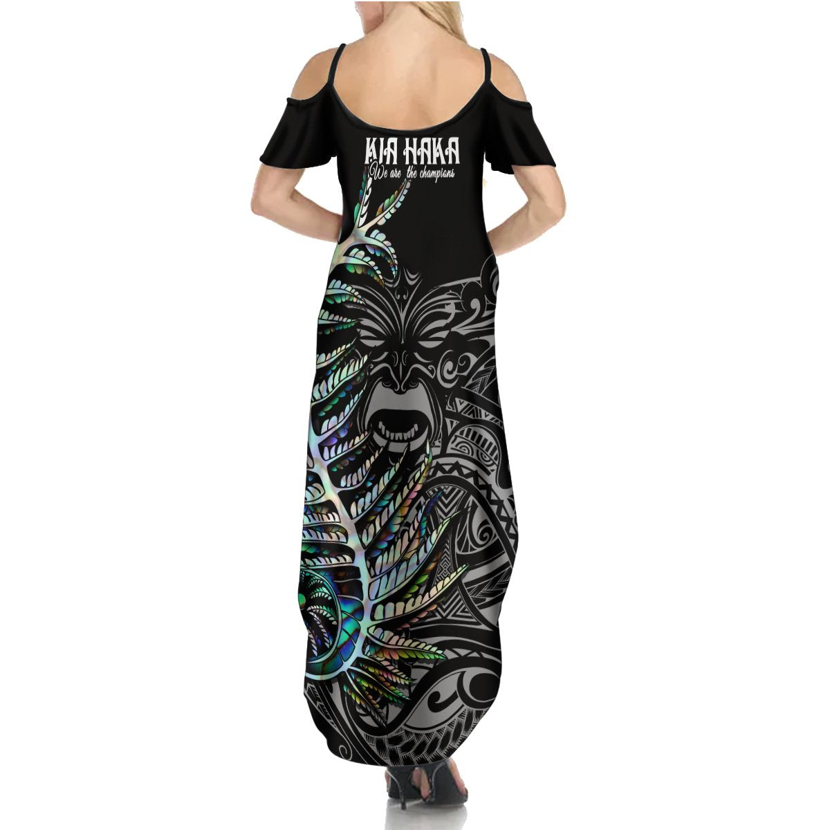 New Zealand Rugby Summer Maxi Dress NZ Black Fern Champions History With Papua Shell - Wonder Print Shop