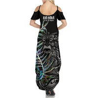 New Zealand Rugby Summer Maxi Dress NZ Black Fern Champions History With Papua Shell - Wonder Print Shop