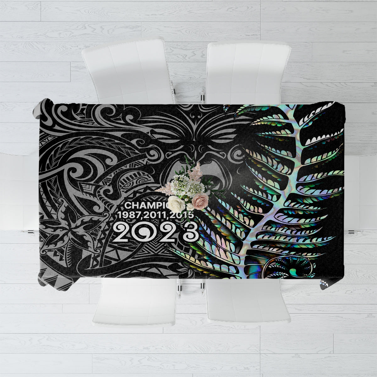 New Zealand Rugby Tablecloth NZ Black Fern Champions History With Papua Shell - Wonder Print Shop