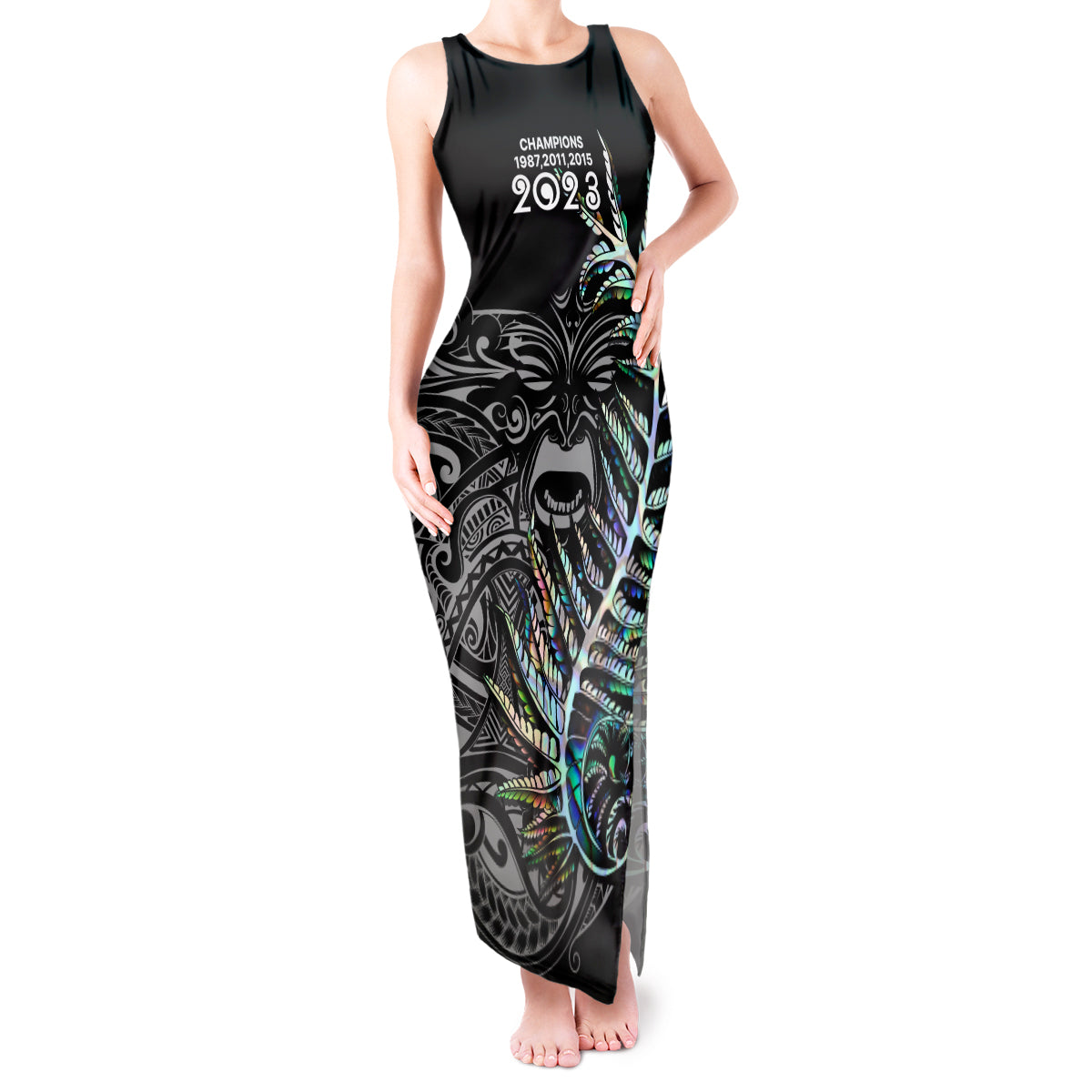 New Zealand Rugby Tank Maxi Dress NZ Black Fern Champions History With Papua Shell - Wonder Print Shop