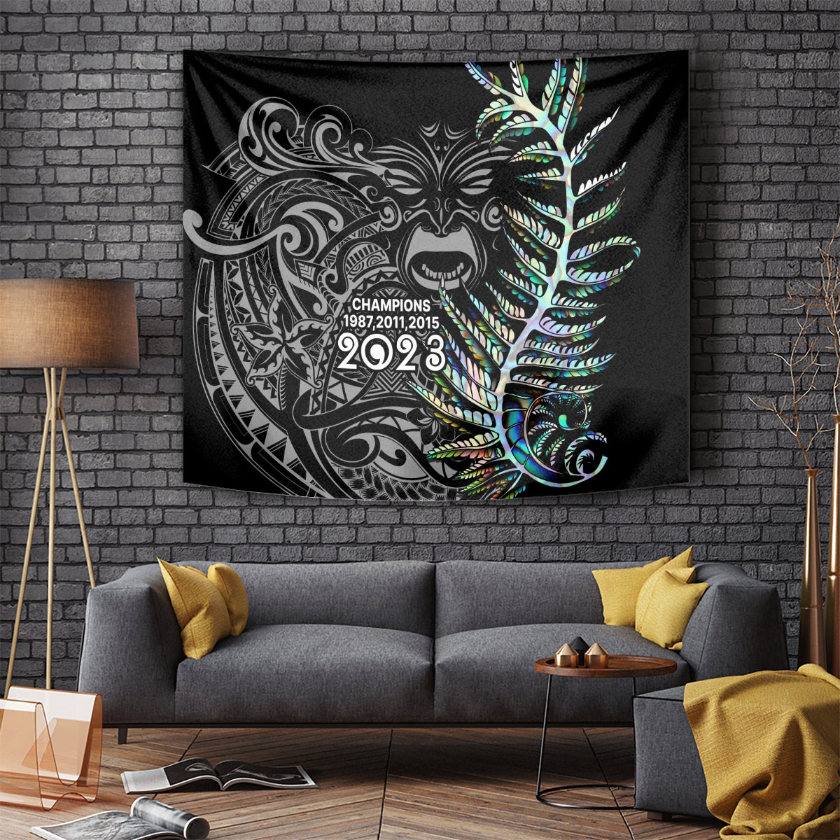 New Zealand Rugby Tapestry NZ Black Fern Champions History With Papua Shell - Wonder Print Shop
