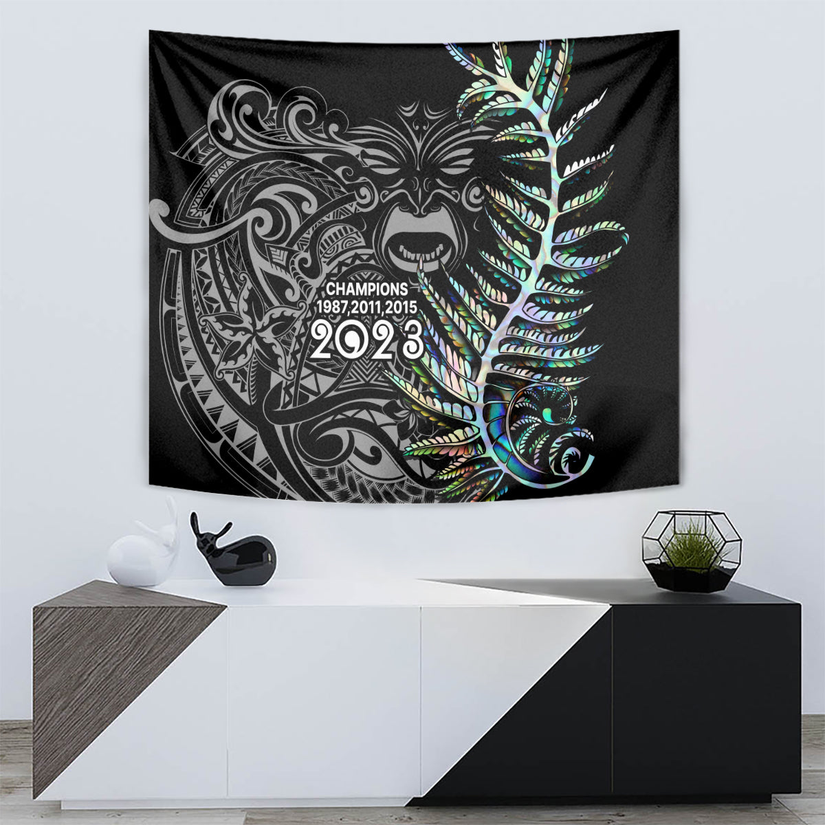 New Zealand Rugby Tapestry NZ Black Fern Champions History With Papua Shell - Wonder Print Shop