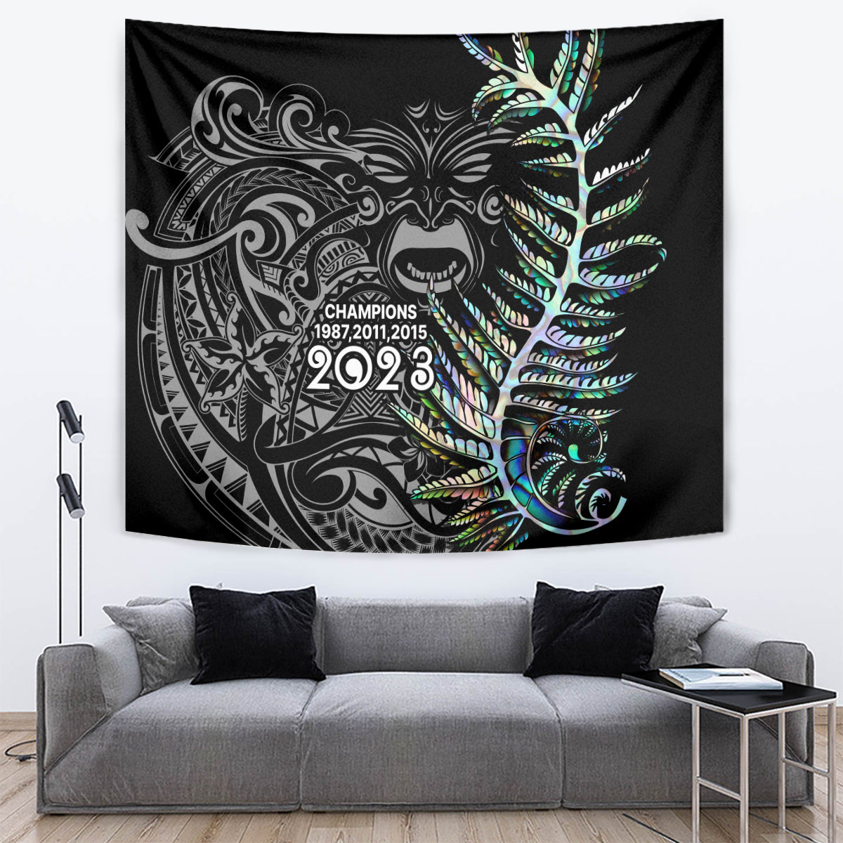 New Zealand Rugby Tapestry NZ Black Fern Champions History With Papua Shell - Wonder Print Shop