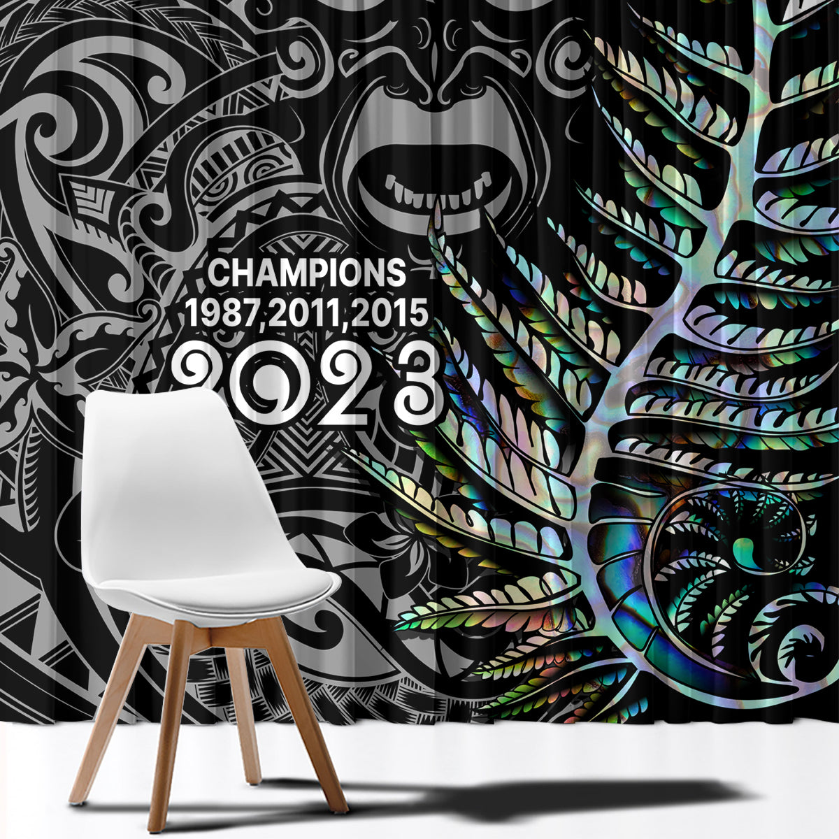 New Zealand Rugby Window Curtain NZ Black Fern Champions History With Papua Shell - Wonder Print Shop