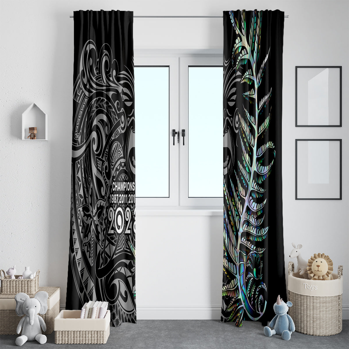 New Zealand Rugby Window Curtain NZ Black Fern Champions History With Papua Shell - Wonder Print Shop