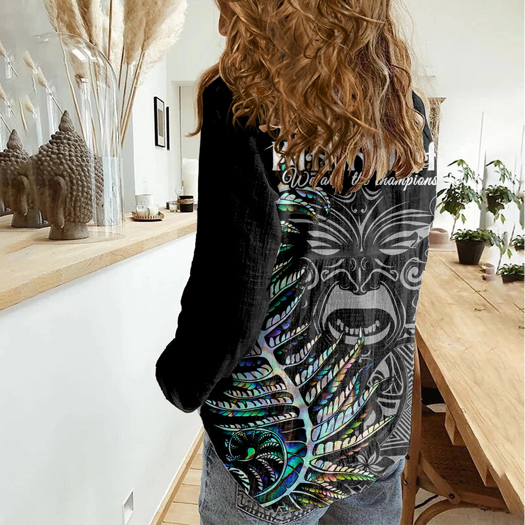 New Zealand Rugby Women Casual Shirt NZ Black Fern Champions History With Papua Shell - Wonder Print Shop