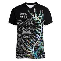 New Zealand Rugby Women V Neck T Shirt NZ Black Fern Champions History With Papua Shell - Wonder Print Shop