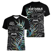 New Zealand Rugby Women V Neck T Shirt NZ Black Fern Champions History With Papua Shell - Wonder Print Shop