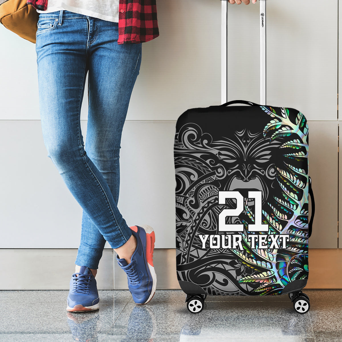 Custom New Zealand Rugby Luggage Cover NZ Black Fern Champions History With Papua Shell - Wonder Print Shop