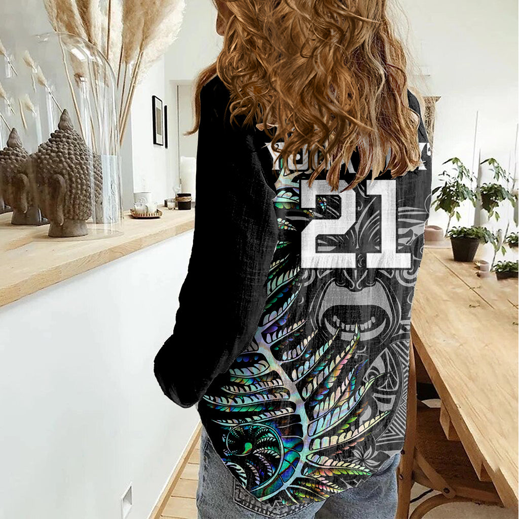 Custom New Zealand Rugby Women Casual Shirt NZ Black Fern Champions History With Papua Shell - Wonder Print Shop