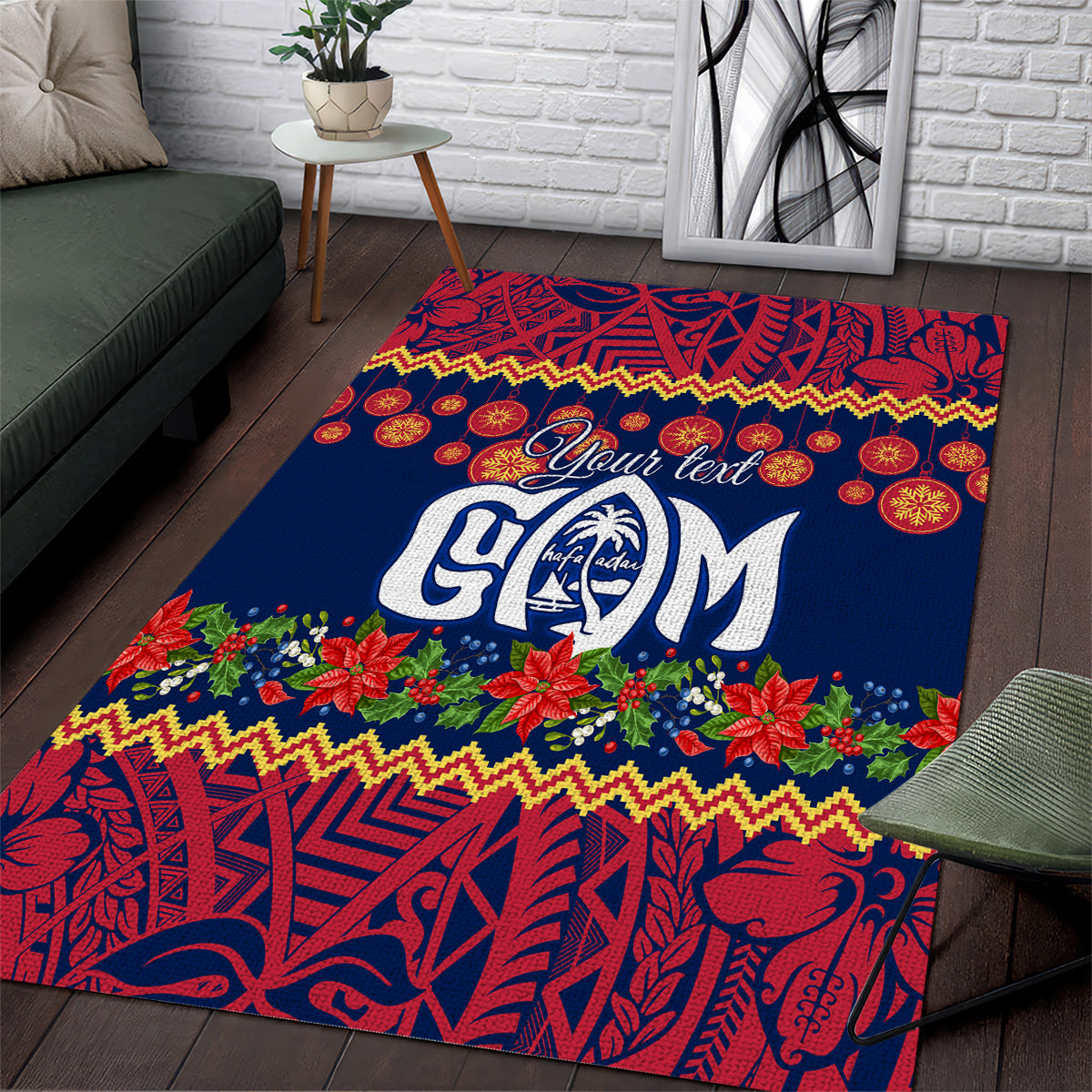 Personalised Guam Christmas Area Rug Felis Pusgua Santa Beach Polynesian Pattern LT9 - Wonder Print Shop