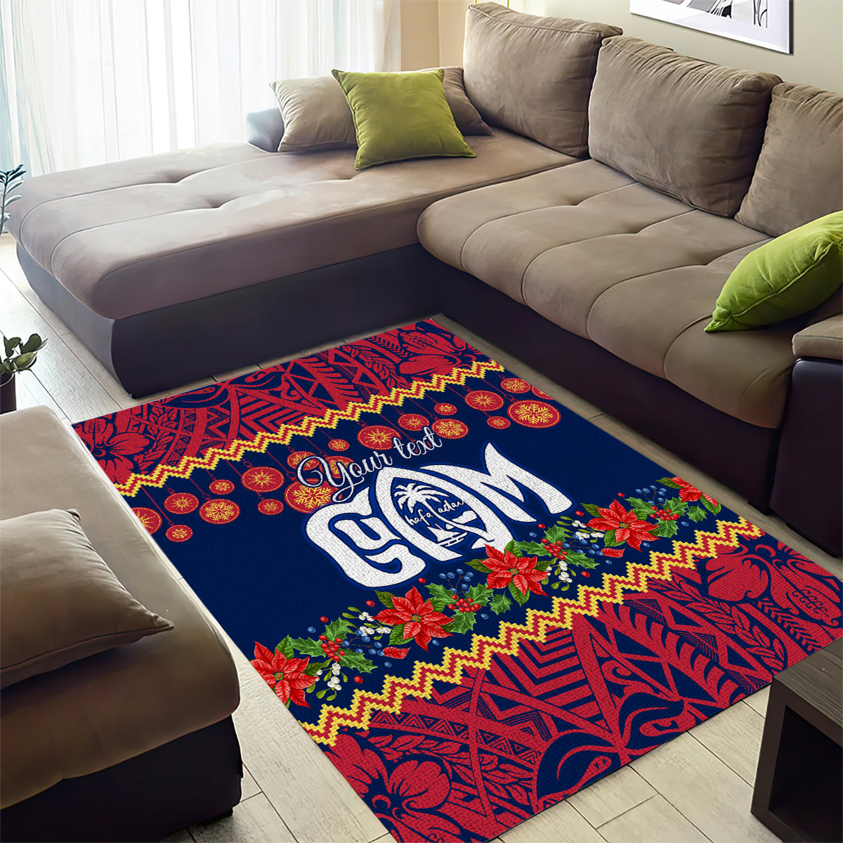 Personalised Guam Christmas Area Rug Felis Pusgua Santa Beach Polynesian Pattern LT9 - Wonder Print Shop