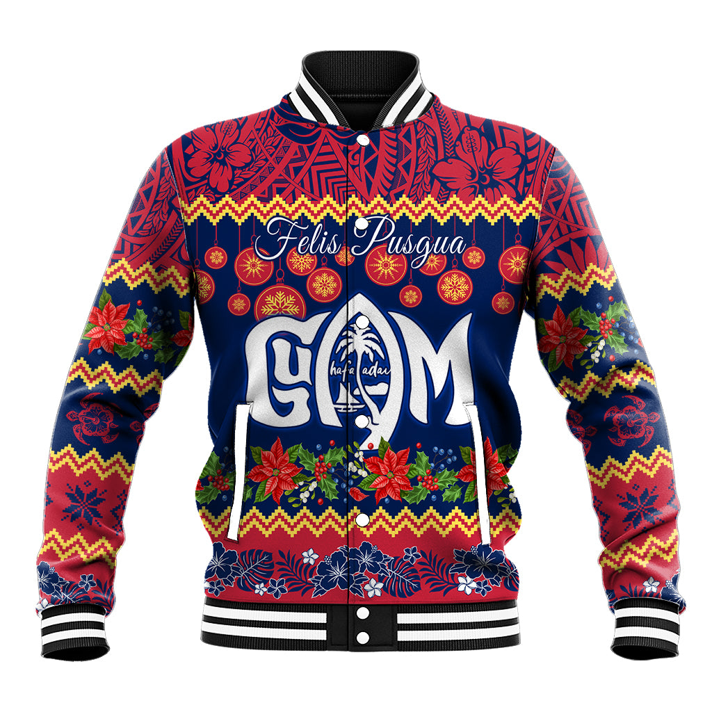 Personalised Guam Christmas Baseball Jacket Felis Pusgua Santa Beach Polynesian Pattern LT9 - Wonder Print Shop