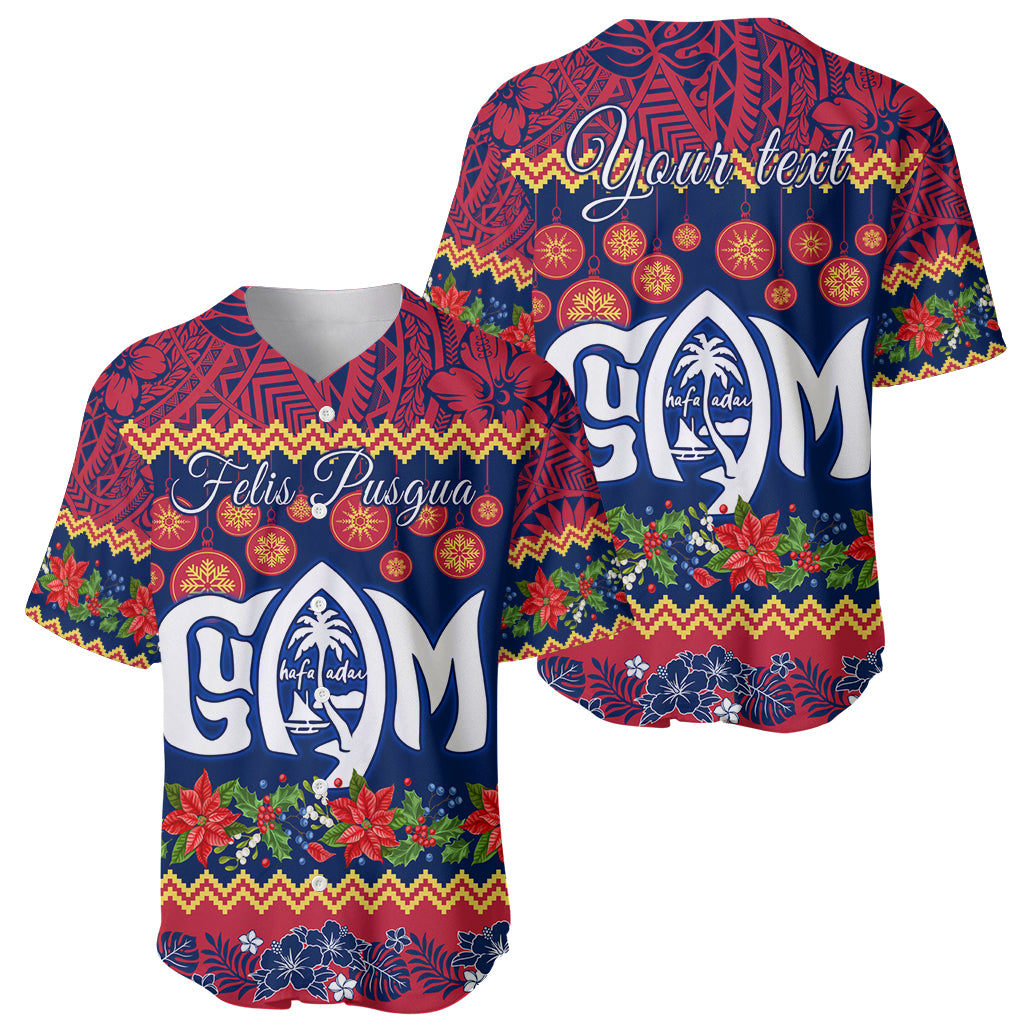 Personalised Guam Christmas Baseball Jersey Felis Pusgua Santa Beach Polynesian Pattern LT9 - Wonder Print Shop