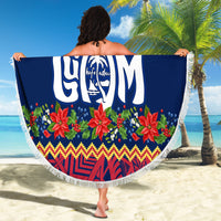 Personalised Guam Christmas Beach Blanket Felis Pusgua Santa Beach Polynesian Pattern LT9 - Wonder Print Shop