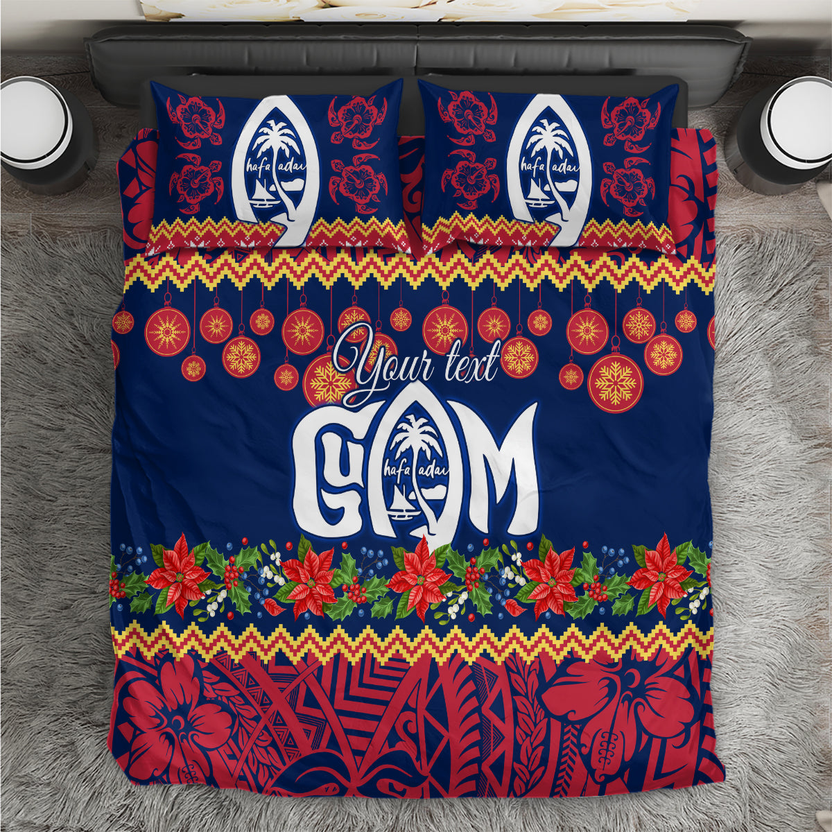Personalised Guam Christmas Bedding Set Felis Pusgua Santa Beach Polynesian Pattern LT9 - Wonder Print Shop