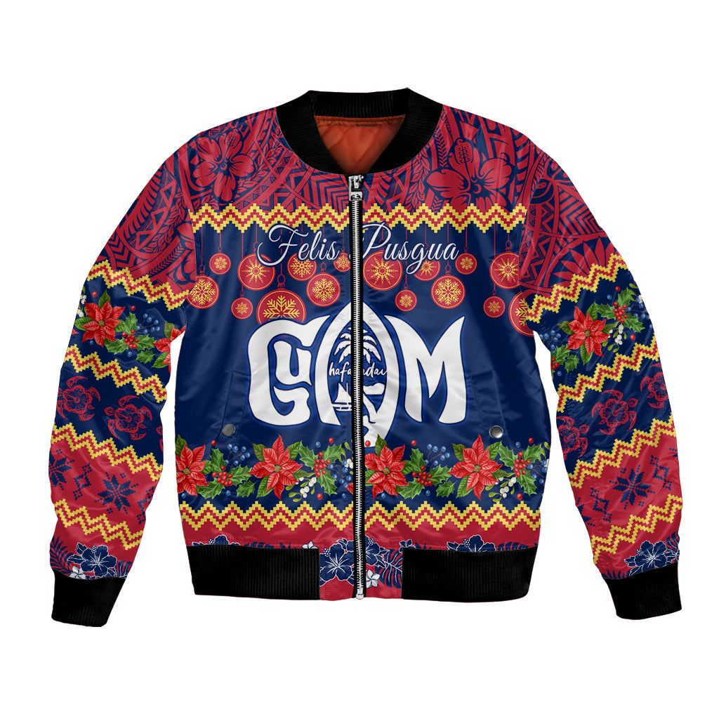 Personalised Guam Christmas Bomber Jacket Felis Pusgua Santa Beach Polynesian Pattern LT9 - Wonder Print Shop