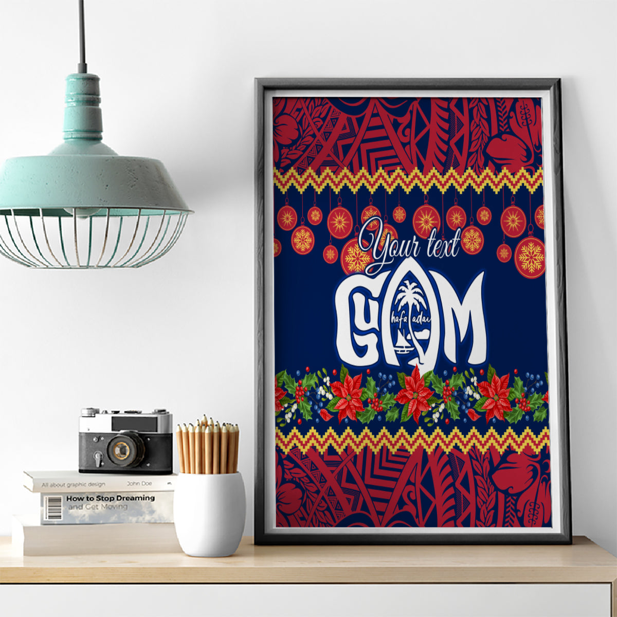 Personalised Guam Christmas Canvas Wall Art Felis Pusgua Santa Beach Polynesian Pattern LT9 - Wonder Print Shop