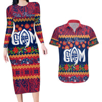 Personalised Guam Christmas Couples Matching Long Sleeve Bodycon Dress and Hawaiian Shirt Felis Pusgua Santa Beach Polynesian Pattern LT9 - Wonder Print Shop