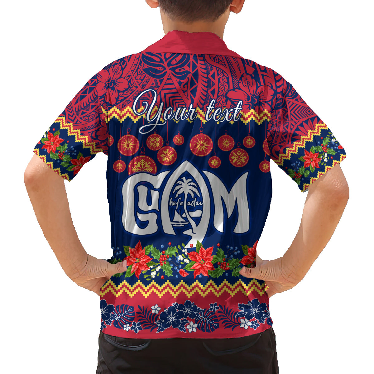 Personalised Guam Christmas Family Matching Long Sleeve Bodycon Dress and Hawaiian Shirt Felis Pusgua Santa Beach Polynesian Pattern LT9 - Wonder Print Shop