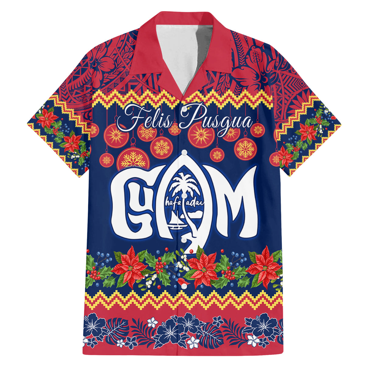 Personalised Guam Christmas Family Matching Mermaid Dress and Hawaiian Shirt Felis Pusgua Santa Beach Polynesian Pattern LT9 - Wonder Print Shop