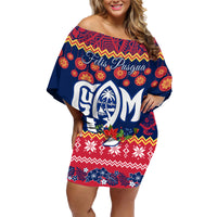 Personalised Guam Christmas Family Matching Off Shoulder Short Dress and Hawaiian Shirt Felis Pusgua Santa Beach Polynesian Pattern LT9 - Wonder Print Shop