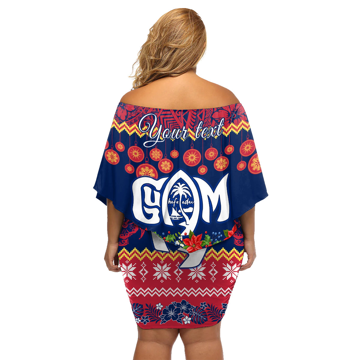 Personalised Guam Christmas Family Matching Off Shoulder Short Dress and Hawaiian Shirt Felis Pusgua Santa Beach Polynesian Pattern LT9 - Wonder Print Shop