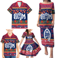 Personalised Guam Christmas Family Matching Puletasi Dress and Hawaiian Shirt Felis Pusgua Santa Beach Polynesian Pattern - Wonder Print Shop