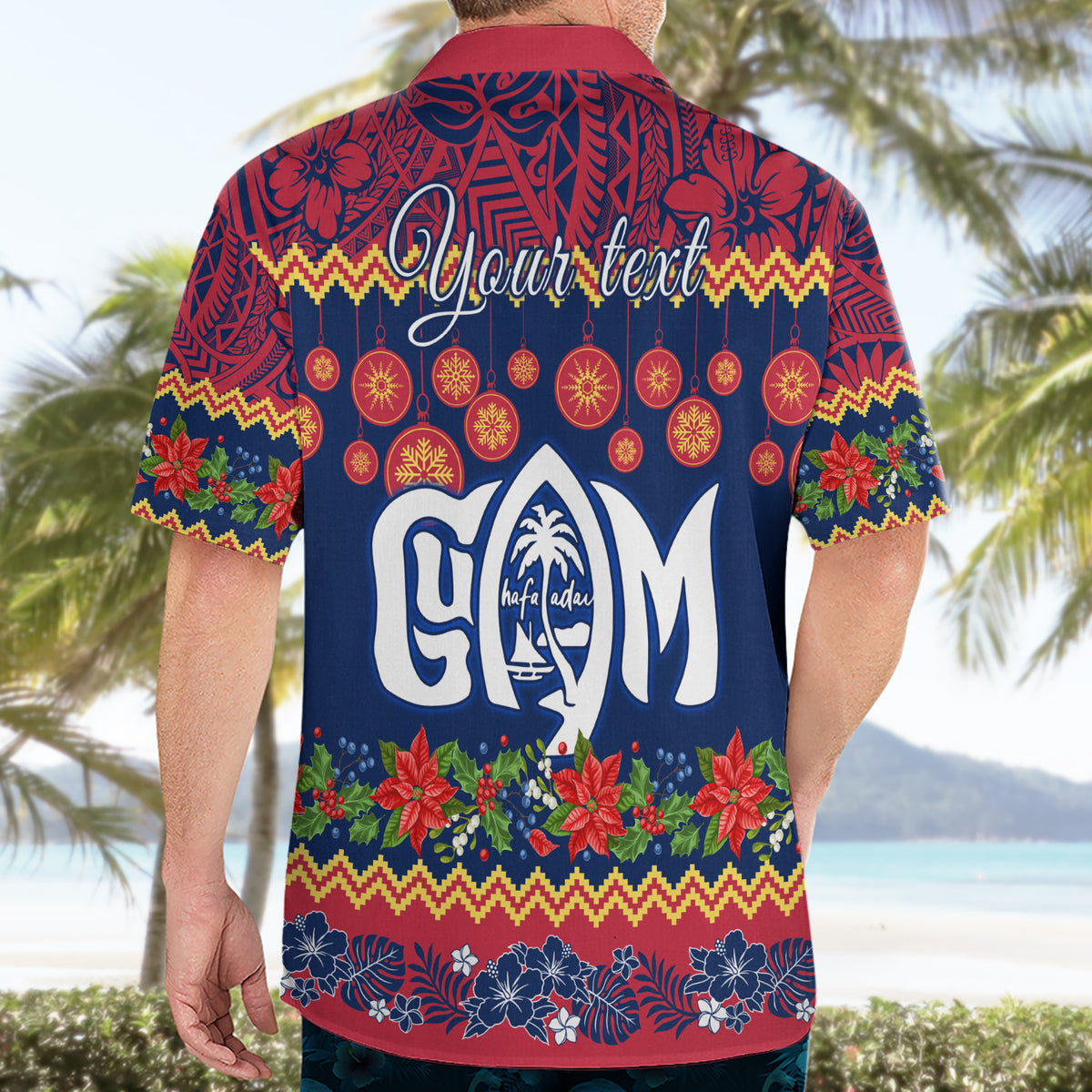 Personalised Guam Christmas Hawaiian Shirt Felis Pusgua Santa Beach Polynesian Pattern - Wonder Print Shop