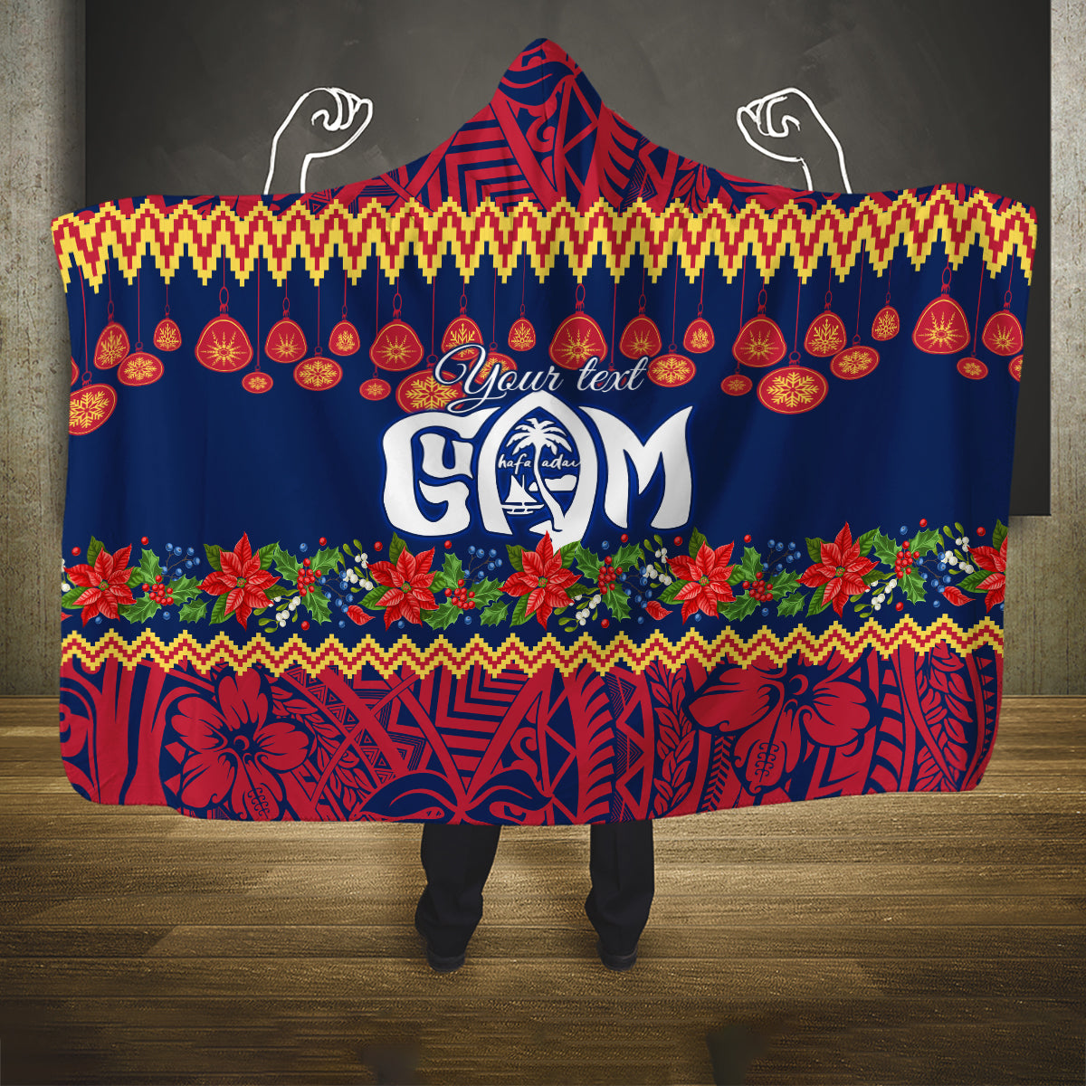 personalised-guam-christmas-hooded-blanket-felis-pusgua-santa-beach-polynesian-pattern